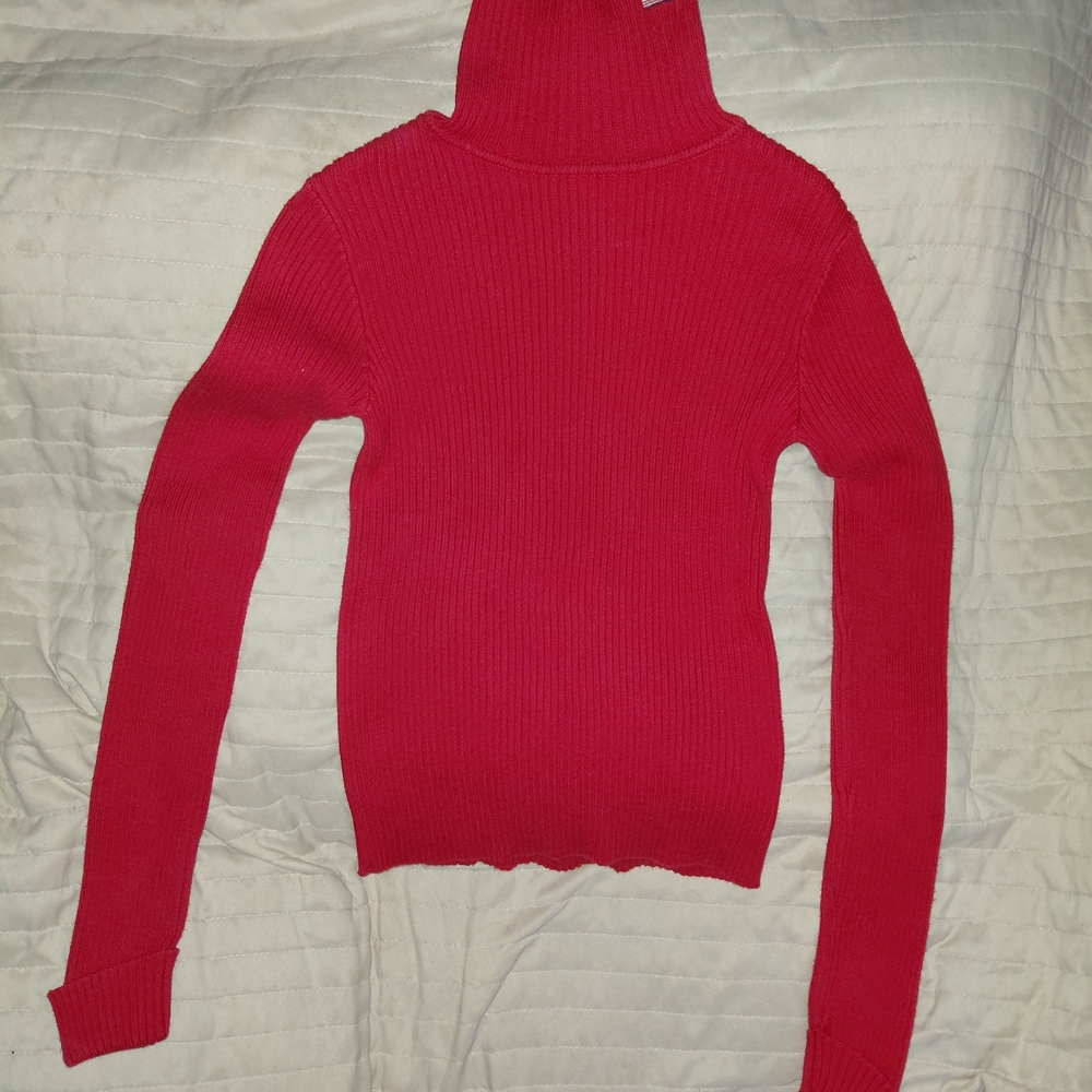 Ralph Lauren Bright Red Ribbed Turtleneck Sweater